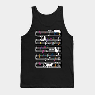 Cute Cat Kitty Playing Music Note Clef Musician Art 2023 Tank Top